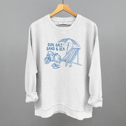 Sun, Salt, Sand & Sea Funny Oversized Corded Crewneck Sweatshirt in White – Ivy + Cloth