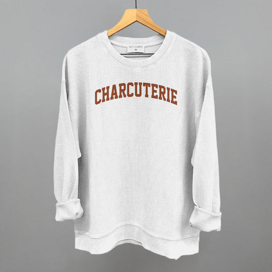 Charcuterie Lover graphic oversized corded crew in White