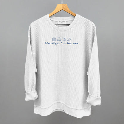 Literally Just A Cheer Mom Funny Oversized Corded Crewneck Sweatshirt in White – Ivy + Cloth