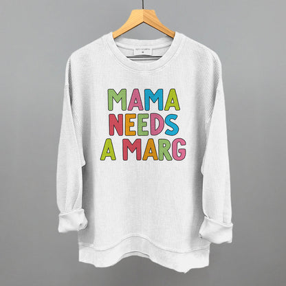 Mama Needs A Marg Colorful Funny Oversized Corded Crewneck Sweatshirt in White – Ivy + Cloth