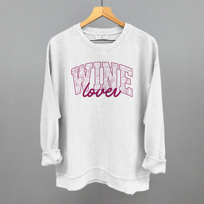 Wine Lover graphic oversized corded crew in White