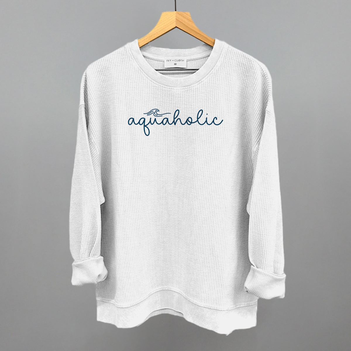 Aquaholic Beach graphic oversized corded crew in White
