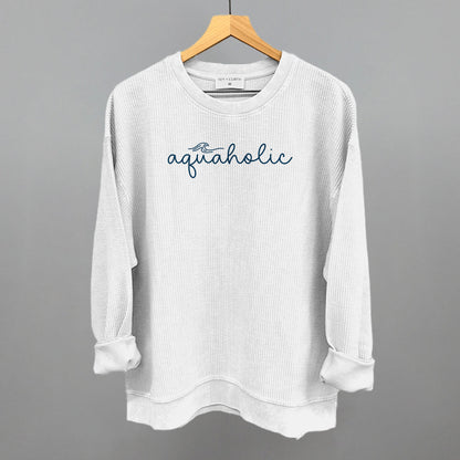 Aquaholic Beach graphic oversized corded crew in White