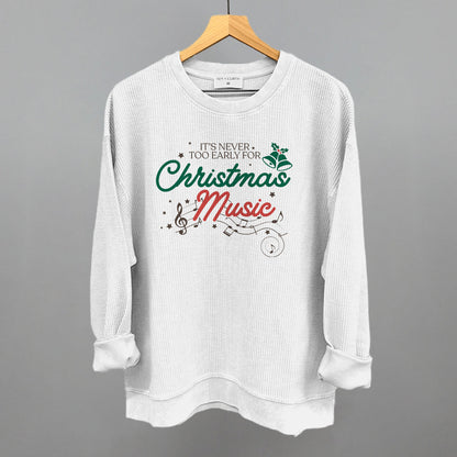 It's Never Too Early For Christmas Music Doodle Funny Oversized Corded Crewneck Sweatshirt in White – Ivy + Cloth