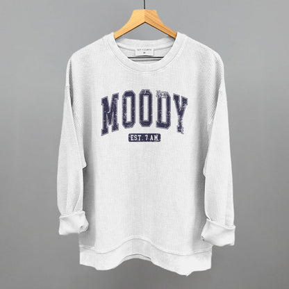 Moody Est. 7 AM graphic oversized corded crew in White