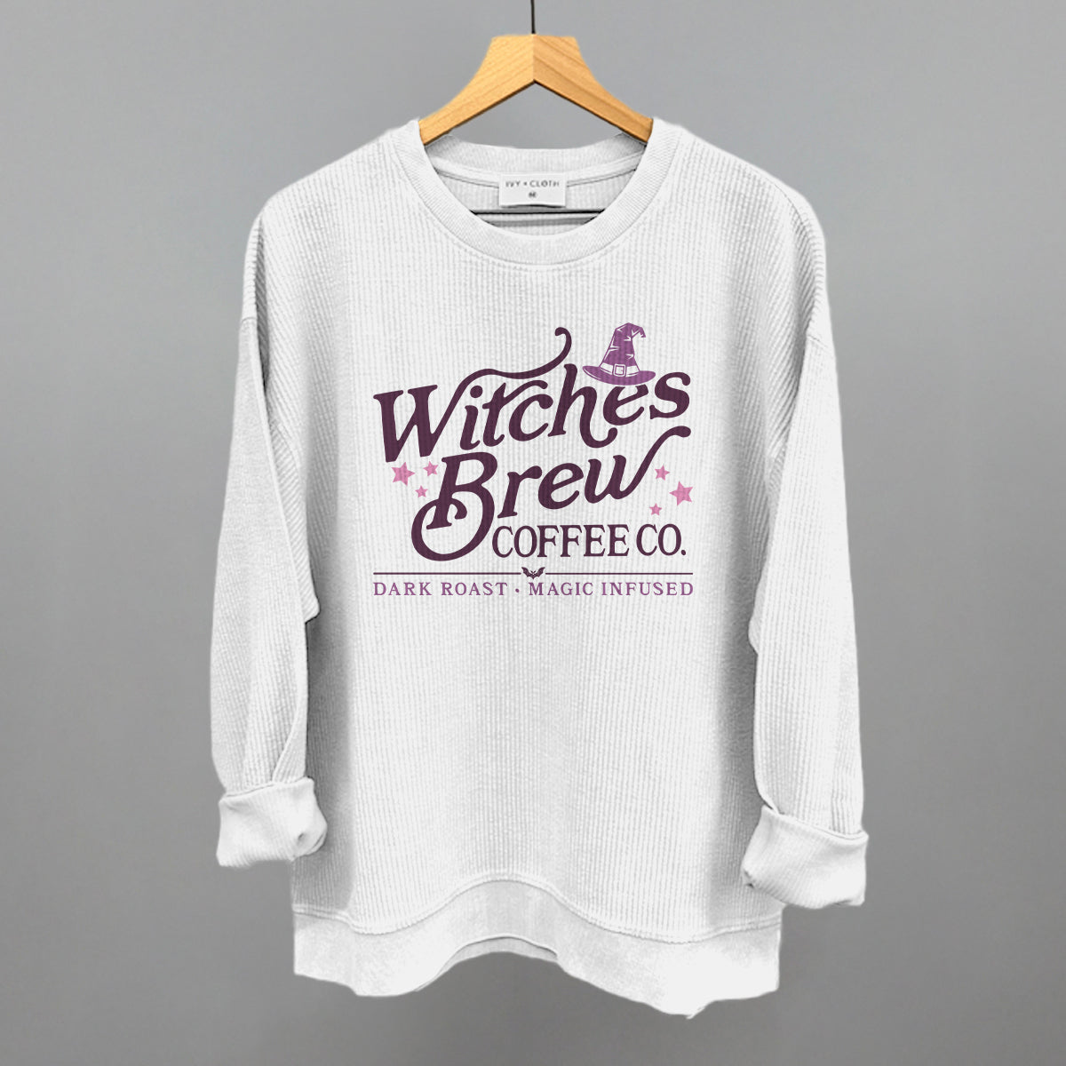 Witches Brew Coffee Co Funny Oversized Corded Crewneck Sweatshirt in White – Ivy + Cloth