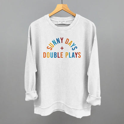 Sunny Days and Double Plays Baseball graphic oversized corded crew in White
