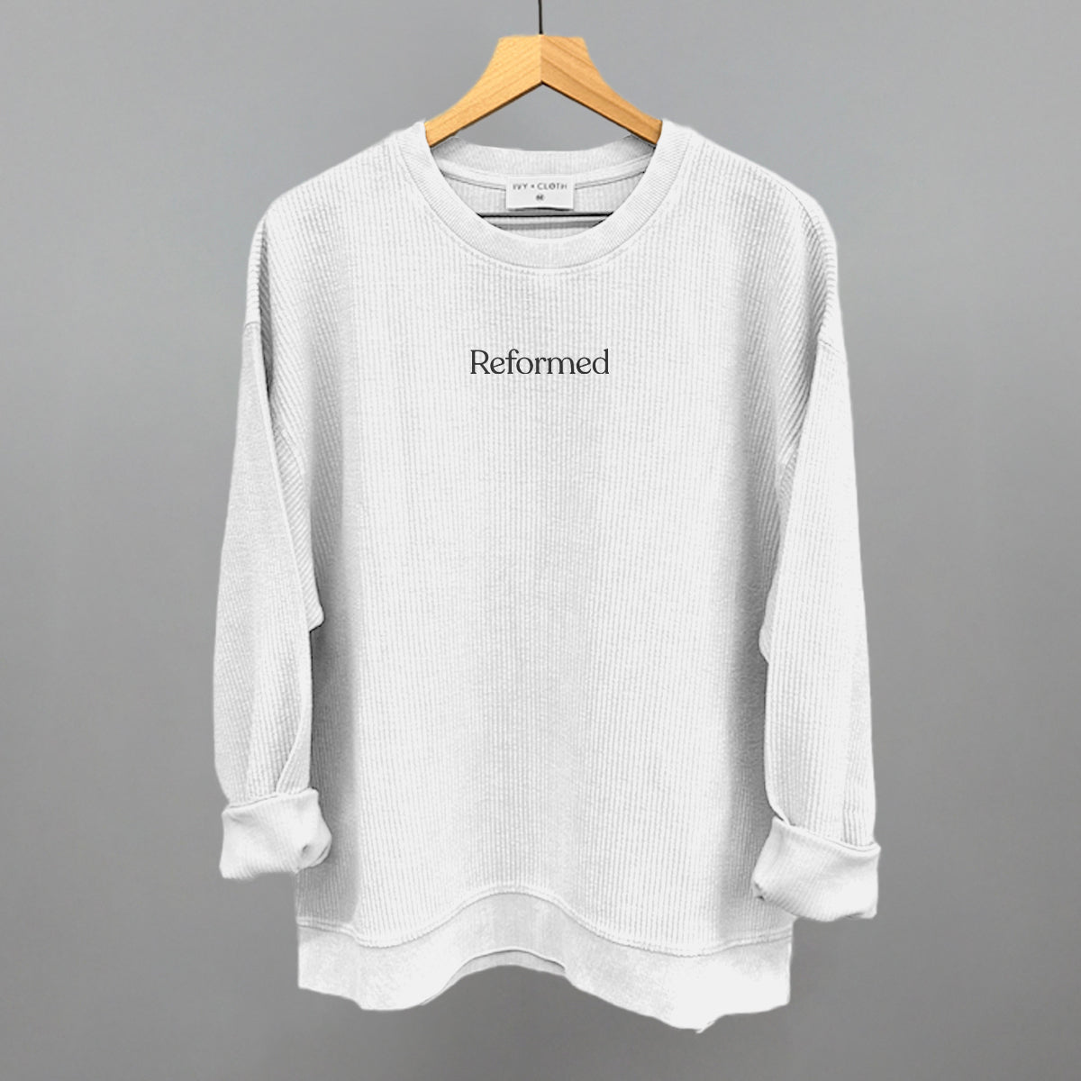 Reformed Pilates graphic oversized corded crew in White