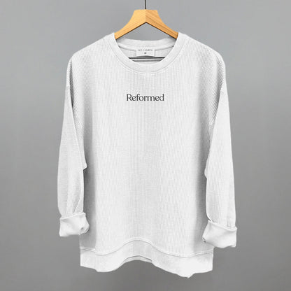Reformed Pilates graphic oversized corded crew in White