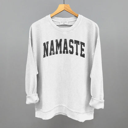 Namaste Yoga graphic oversized corded crew in White