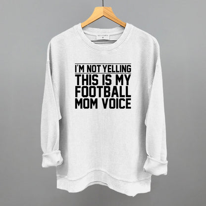 Football Mom Voice graphic oversized corded crew in White