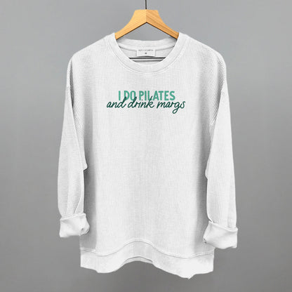 I Do Pilates And Drink Margs Funny Oversized Corded Crewneck Sweatshirt in White – Ivy + Cloth