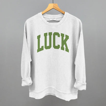 Luck Arch Funny Oversized Corded Crewneck Sweatshirt in White – Ivy + Cloth