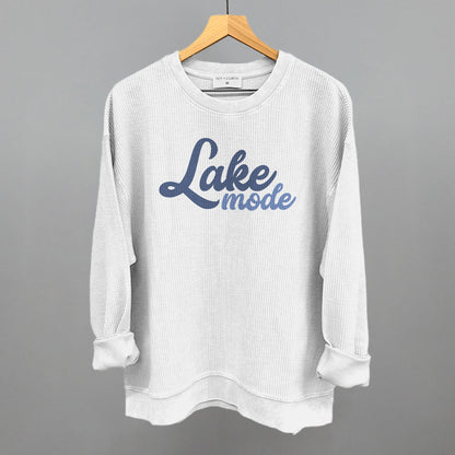 Lake Mode Script Funny Oversized Corded Crewneck Sweatshirt in White – Ivy + Cloth