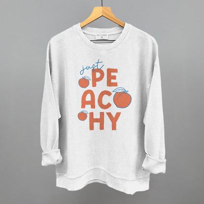 Just Peachy Summer graphic oversized corded crew in White