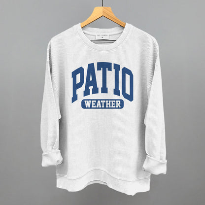 Patio Weather graphic oversized corded crew in White