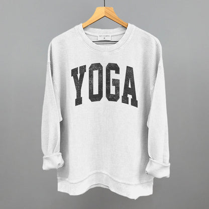 Yoga Arch Funny Oversized Corded Crewneck Sweatshirt in White – Ivy + Cloth