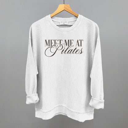 Meet Me At Pilates Funny Oversized Corded Crewneck Sweatshirt in White – Ivy + Cloth
