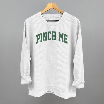 Pinch Me Arch Funny Oversized Corded Crewneck Sweatshirt in White – Ivy + Cloth