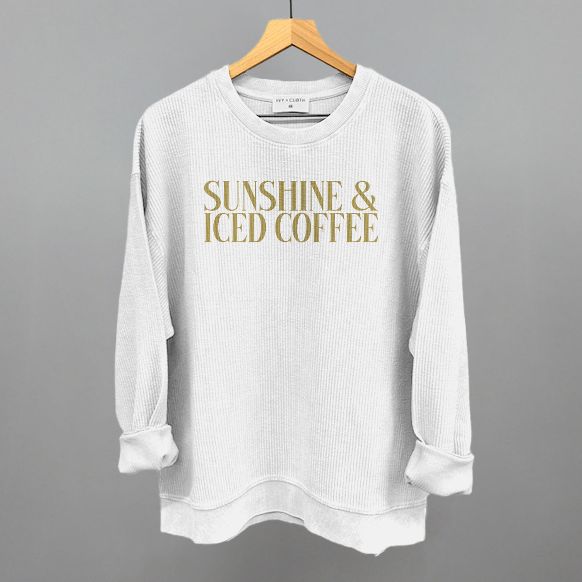 Sunshine & Iced Coffee graphic oversized corded crew in White