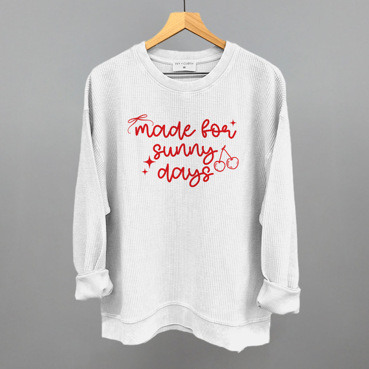 Made For Sunny Days Summer graphic oversized corded crew in White