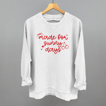 Made For Sunny Days Summer graphic oversized corded crew in White