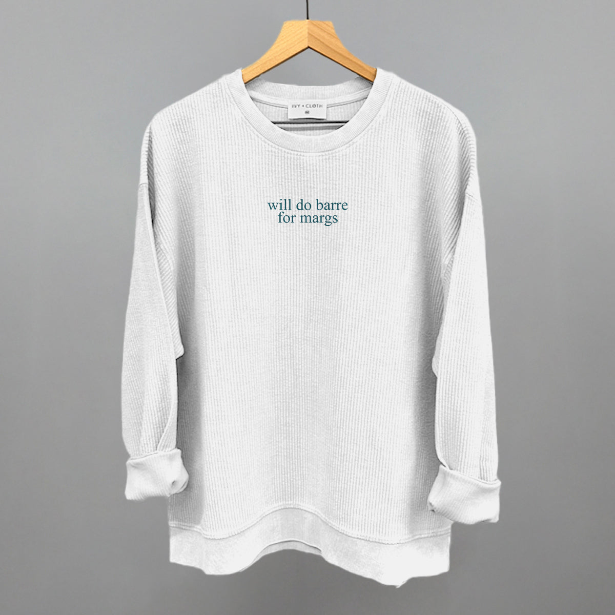 Will Do Barre For Margs graphic oversized corded crew in White
