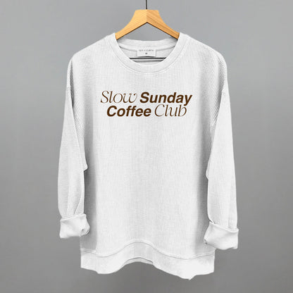 Slow Sundays Coffee Club Funny Oversized Corded Crewneck Sweatshirt in White – Ivy + Cloth