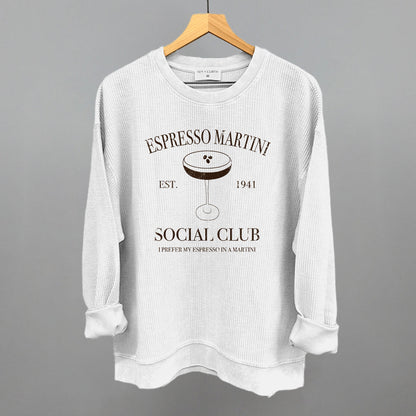 Espresso Martini Social Club Funny Oversized Corded Crewneck Sweatshirt in White – Ivy + Cloth