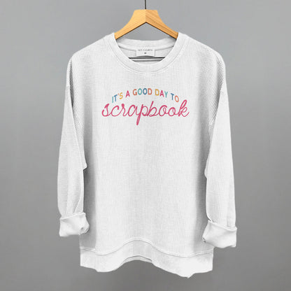It's A Good Day To Scrapbook graphic oversized corded crew in White