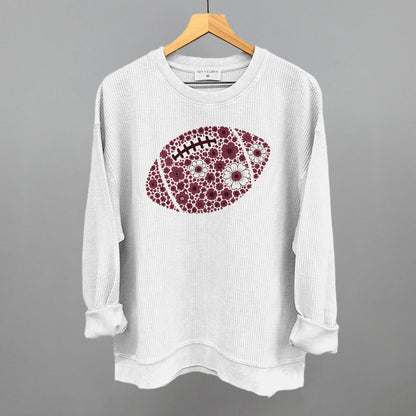 Floral Football Maroon Funny Oversized Corded Crewneck Sweatshirt in White – Ivy + Cloth
