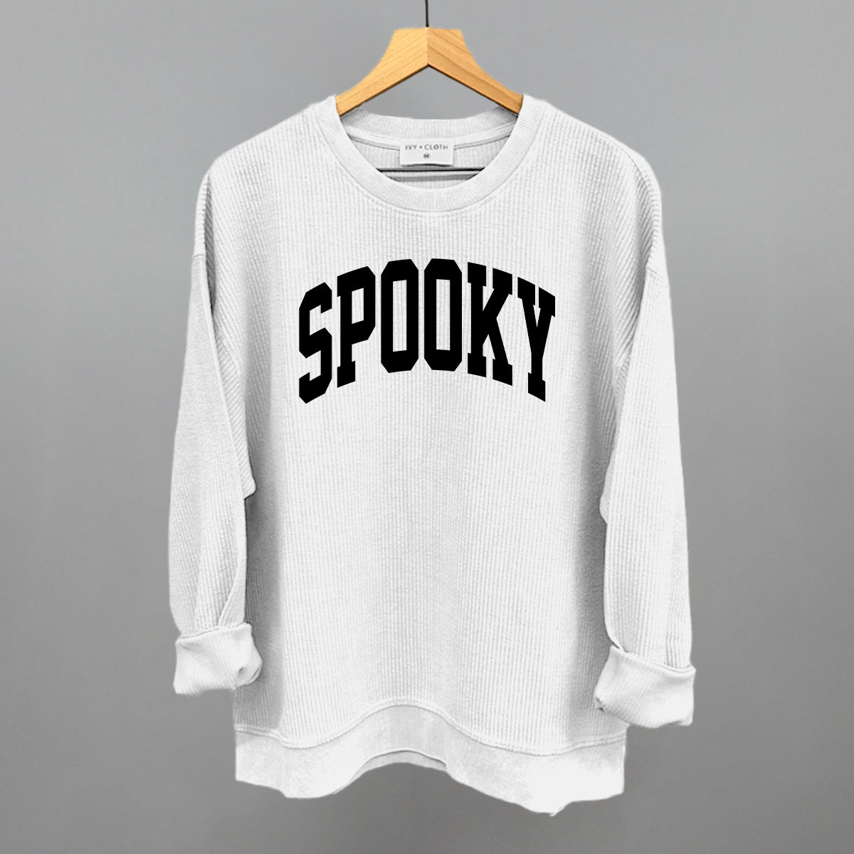 Spooky Halloween graphic oversized corded crew in White