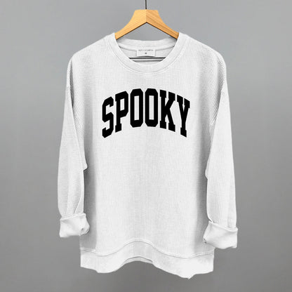 Spooky Halloween graphic oversized corded crew in White