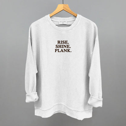 Rise Shine Plank Funny Oversized Corded Crewneck Sweatshirt in White – Ivy + Cloth