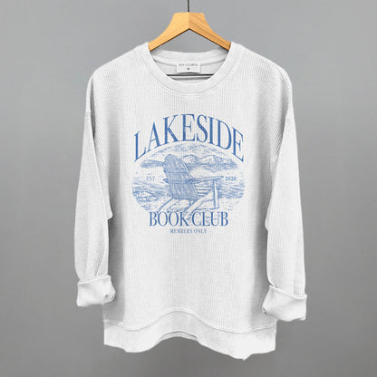 Lakeside Book Club graphic oversized corded crew in White