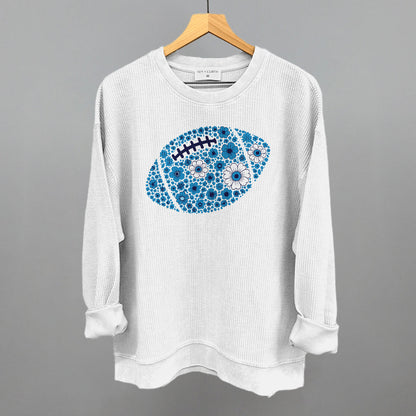Floral Football Blue Funny Oversized Corded Crewneck Sweatshirt in White – Ivy + Cloth