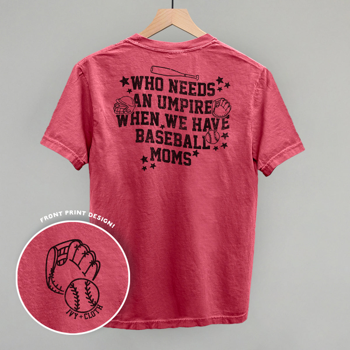 Baseball Moms graphic top in Crimson