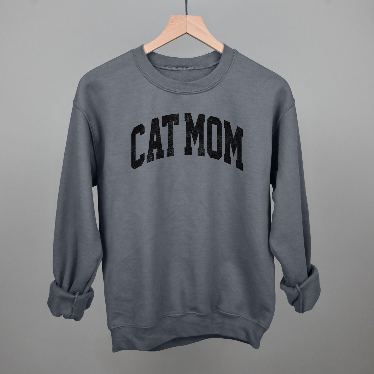Cat Mom graphic crewneck sweatshirt in Charcoal