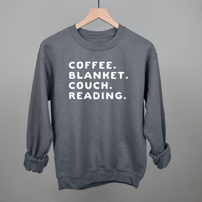 Coffee Blanket Couch Reading Funny Sweatshirt in Charcoal – Ivy + Cloth