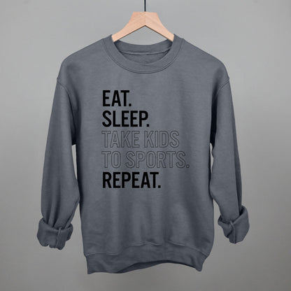 Eat Sleep Take Kids To Sports Repeat Funny Sweatshirt in Charcoal – Ivy + Cloth