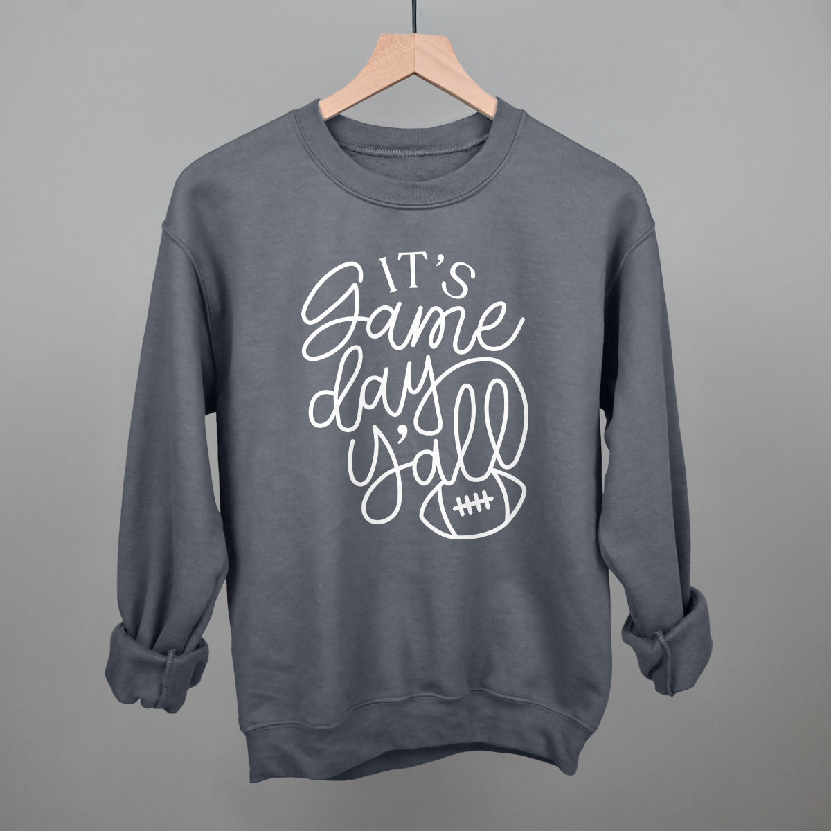 It's Game Day Y'all Football graphic crewneck sweatshirt in Charcoal