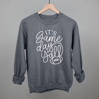 It's Game Day Y'all Football graphic crewneck sweatshirt in Charcoal