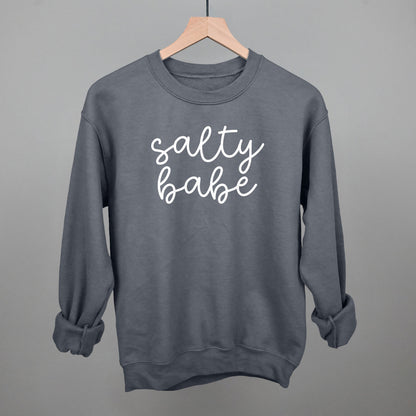 Salty Babe Beach graphic crewneck sweatshirt in Charcoal