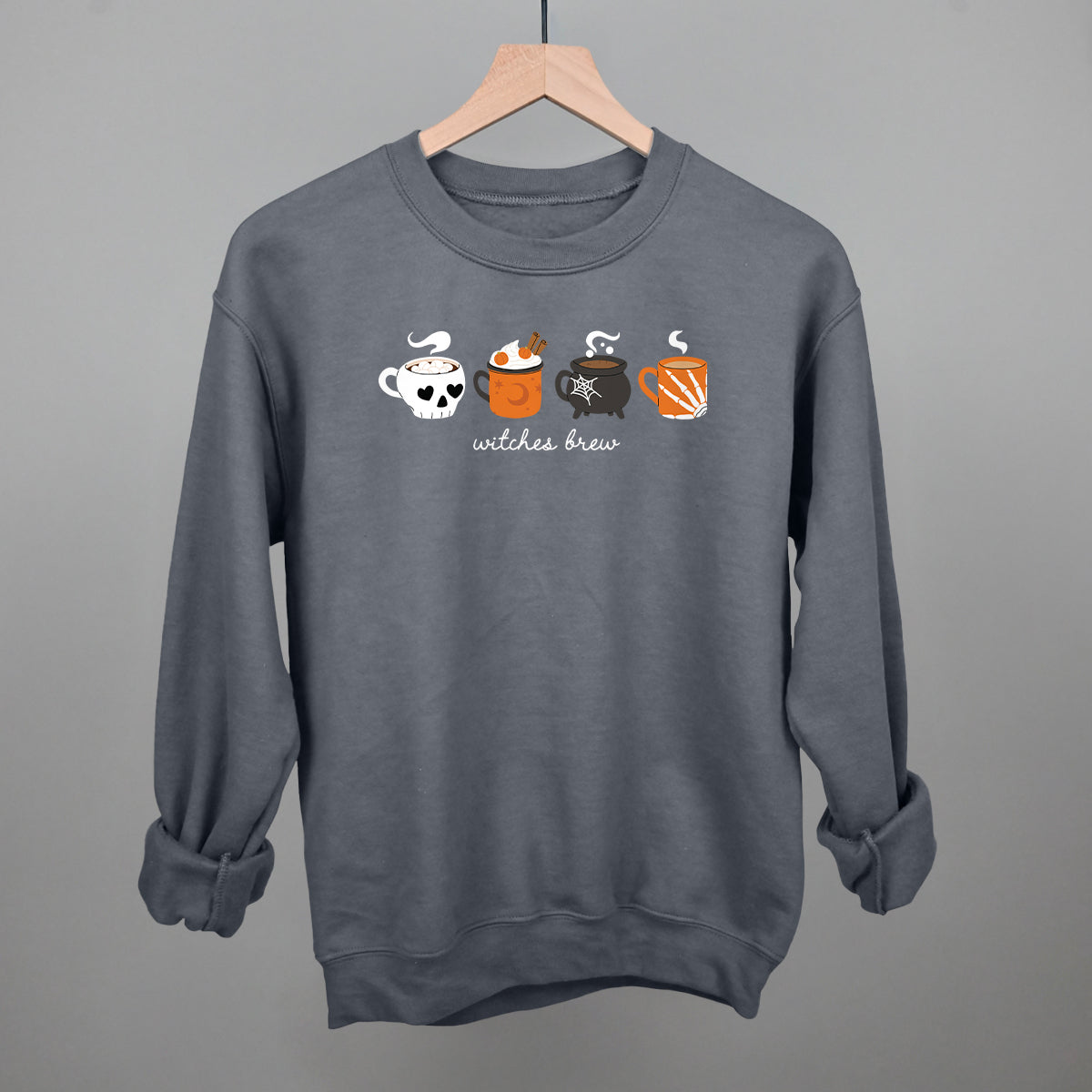 Witches Brew Halloween Coffee graphic crewneck sweatshirt in Charcoal
