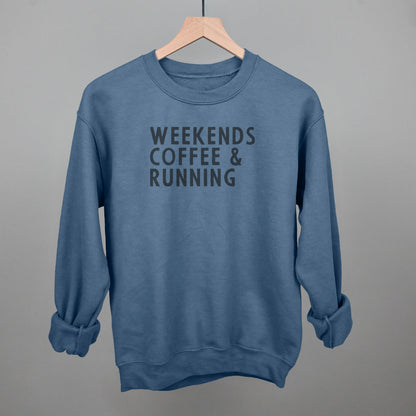 Weekends Coffee & Running Funny Sweatshirt in Indigo Blue – Ivy + Cloth