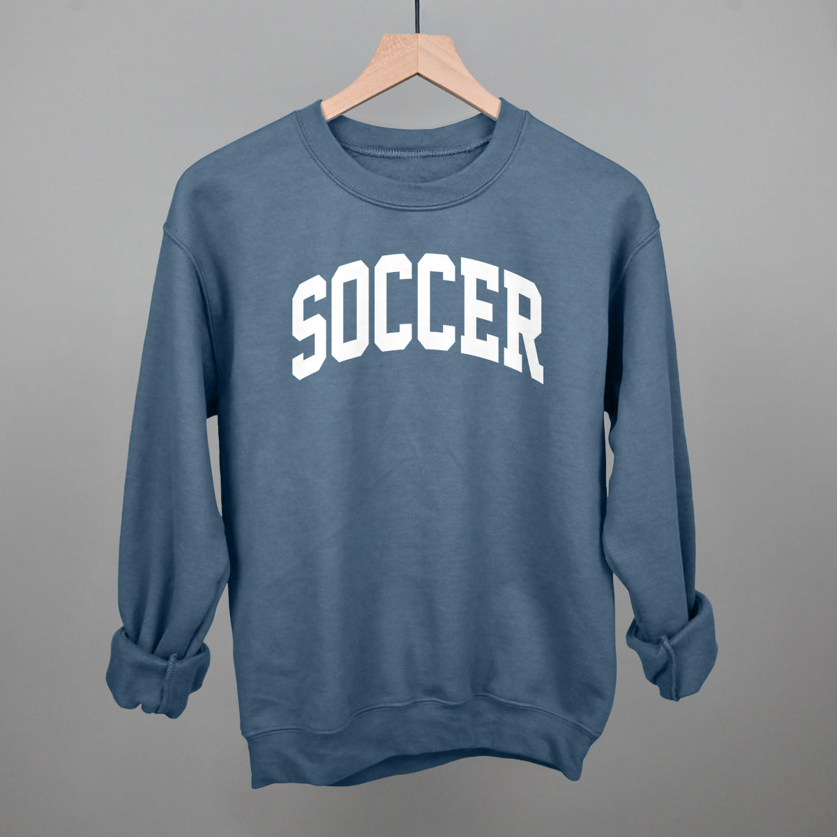 Soccer Arch (White) Funny Sweatshirt in Indigo Blue – Ivy + Cloth