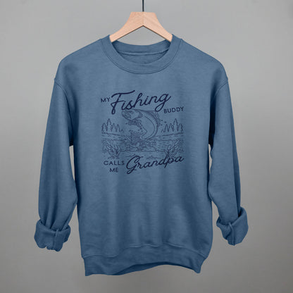 My Fishing Buddy Calls Me Grandpa Funny Sweatshirt in Indigo Blue – Ivy + Cloth