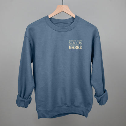 Good Mood Sponsored By Barre (Left Chest) Funny Sweatshirt in Indigo Blue – Ivy + Cloth
