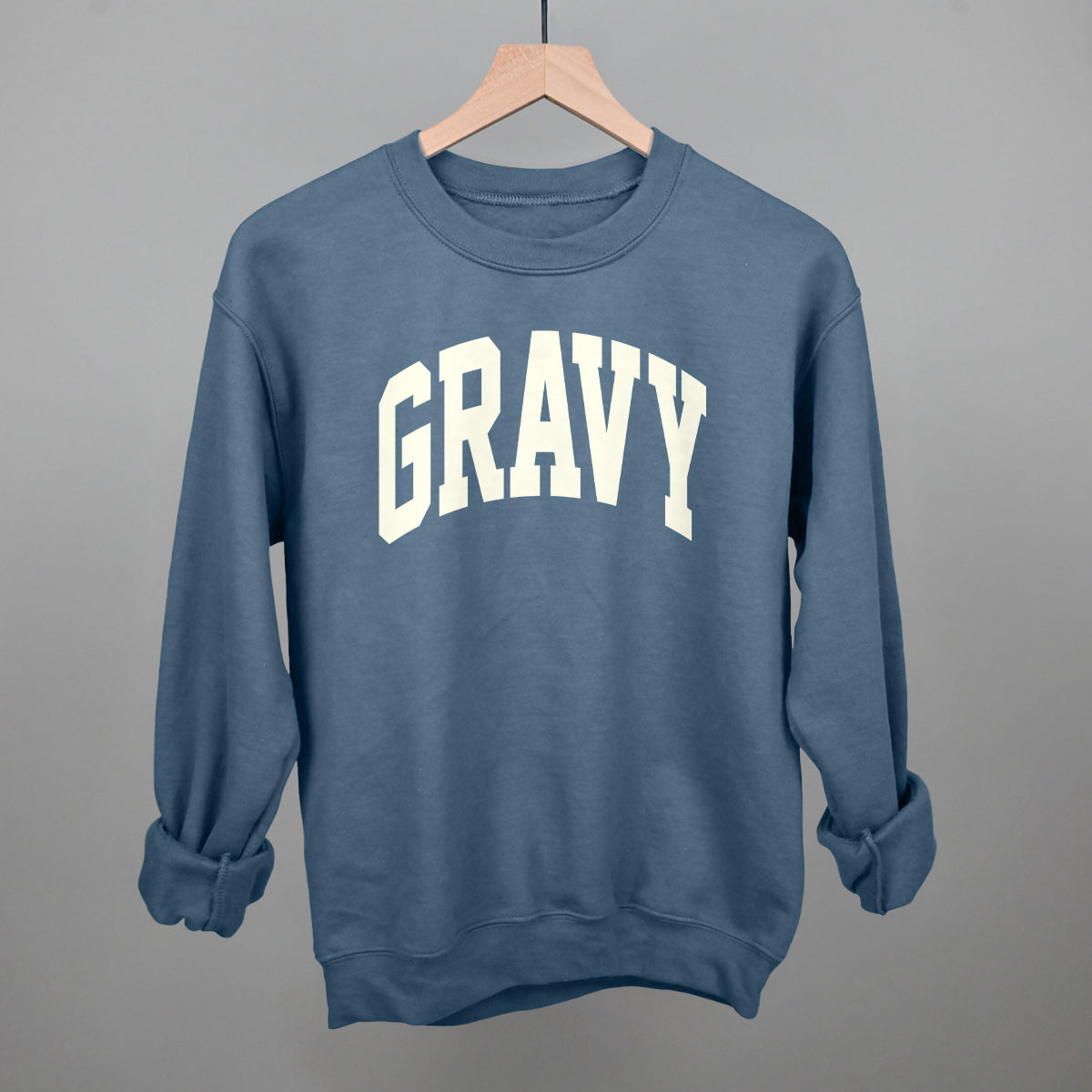 Gravy Thanksgiving graphic crewneck sweatshirt in Indigo Blue