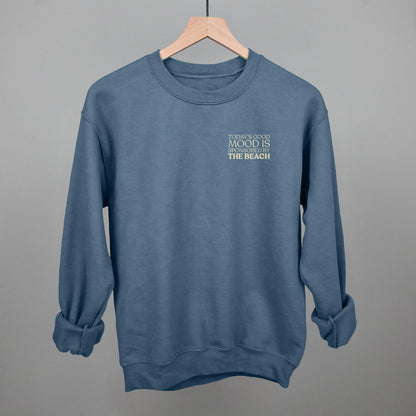 Good Mood Sponsored By The Beach graphic crewneck sweatshirt in Indigo Blue